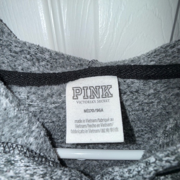 Victoria's Secret Pink Hoodie Sweater Knit Crop Pullover Sweatshirt (M, Gray) - Picture 3 of 5